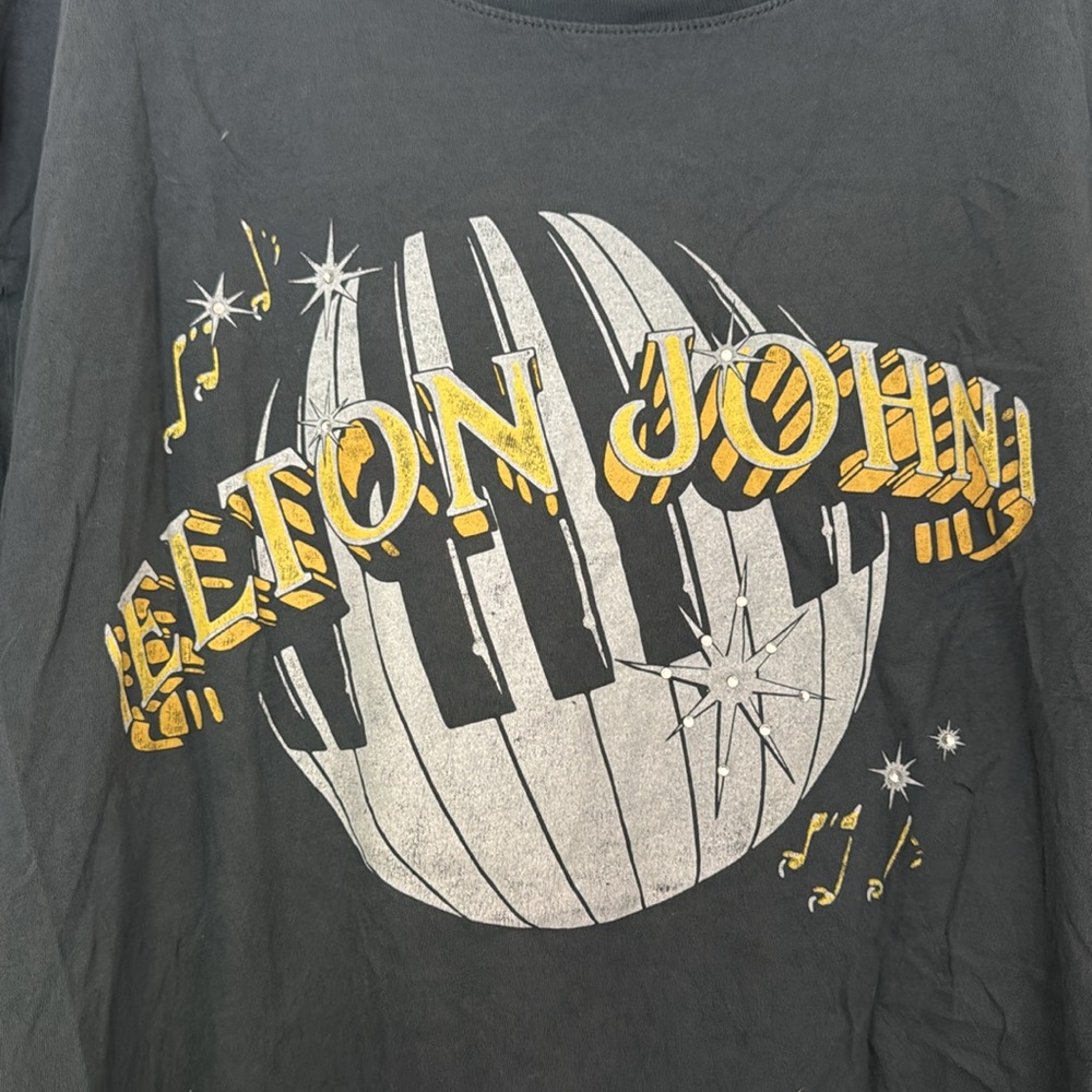 Daydreamer Black Elton John Graphic Tee with Gold Accents - Picture 3 of 4